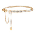 YooAi Chain Belts Leather Waist Belt for Women Layered Metal Chain Belt - size: M/L: fits waist from 31"-40", style: Gold Rhinestsone