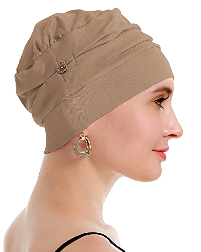 osvyo Cotton Chemo Turbans for Women Cancer Hairloss hat - Cotton Lightweight Headwear Sealed Packaging - color: Cotton Deep Apricot