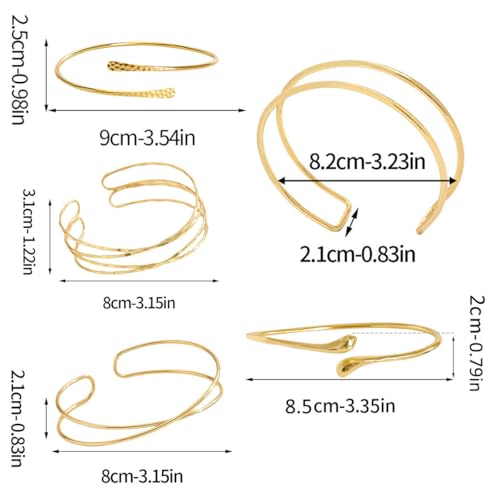 2PCS Gold Arm Cuff Bracelets for Women Jewelry Upper Arm Open Adjustable - style: Style B
