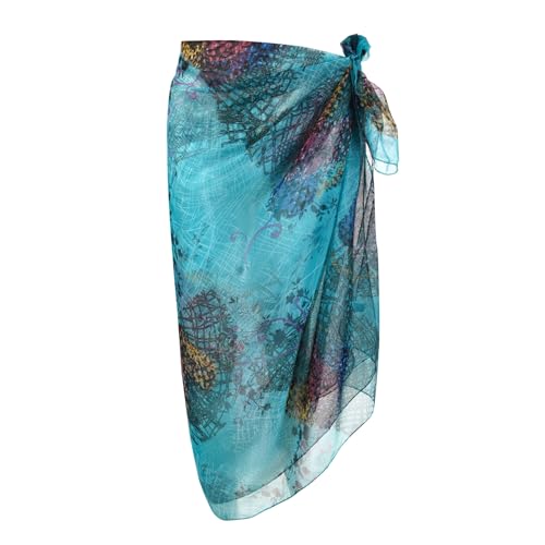 Womens Sexy Bohemian Floral Beach Cover Up Sarong Wrap Swimsuit Beachwear - color: Teal