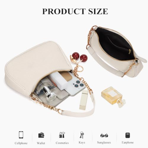 Small Shoulder Bags for Women Y2k Cute Shoulder Purse with Cherry Pendant Trendy Designer Handbag for Daily - color: A01-white