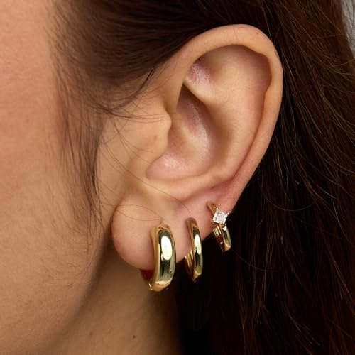 6 Pairs Gold Hoop Earrings Set for Women Trendy Chunky Huggie Dainty Earring Jewelry Small Fashion Hoop Earrings for Gifts