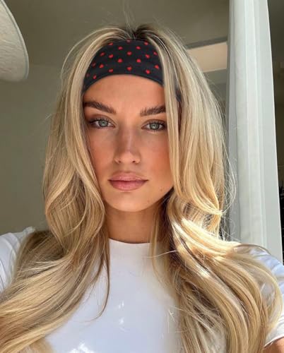 TERSE Headbands for Women Trendy Cherry Print - Non Slip Head Bands Soft Fabric Hair Bands for Workout Yoga Running Sport - Wide Thick Hair Wrap for Girls - color: Headbands Color- Cherry Print