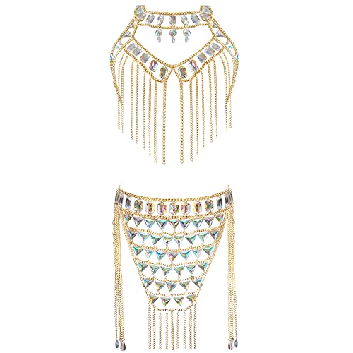Women's Sexy Suit Body Chain - color: Gold Color-A- Body Chain Suit-3
