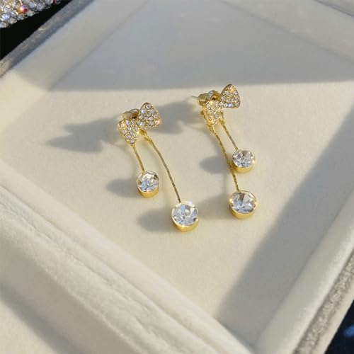 Rhinestone Bow Earrings for Women, Elegant Bridal Jewelry Statement Drop Dangle Earrings, Wedding Guest Dress Matching Accessories, Bridesmaid Gift, Sparkling Party Costume Outfit - color: D:Rhinestone Bow Earrings