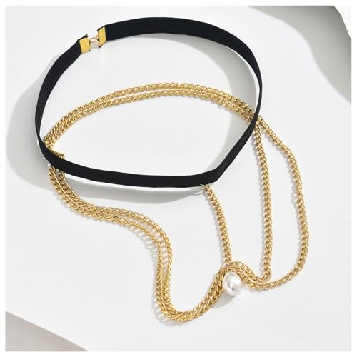 Simple Metal Layered Bead Leg Body Chain Jewelry,Multi-layered Pearl Tassel Thigh Chain Festival Rave Body Jewelry Bikini Thigh Body Chain for Women