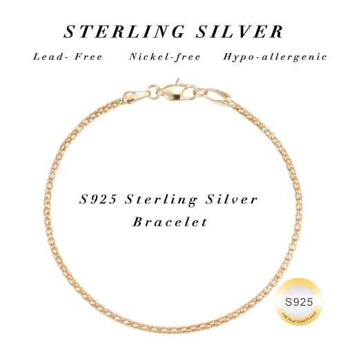 S925 Sterling Silver Popcorn Bracelets for Women - Sterling Silver Popcorn Chain Bracelet Handmade Jewelry Gold Bracelets for Women 6.5/7/7.5/8 Inch - size: 7.5"