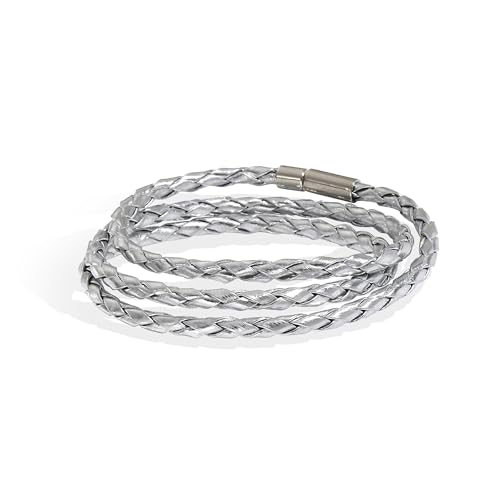 Long tiantian Boho Bracelets for Women Western Jewelry for Women Leather Wrap Bracelets Stackable Bangle Western Outfit for Women - color: mens bracelet(silver)