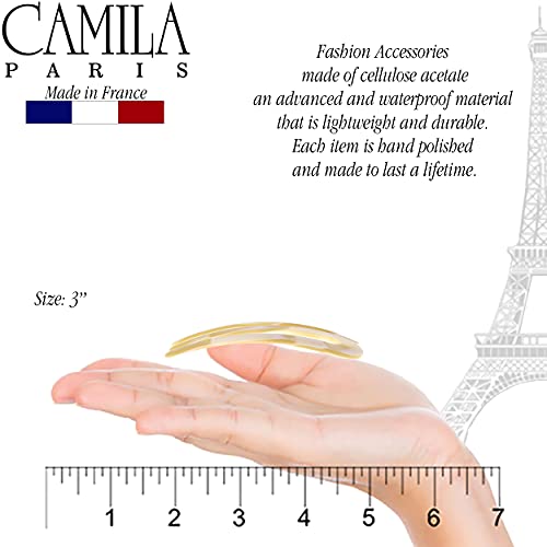 Camila Paris CP2973 French Twist Stick Clip Pins, White, Wavy Hair Pin 3-Prong Hair Fork for Girls Spiral Updo Chignon Bun Holder, Flexible and Styling Hair Accessories for Women, Handmade in France - color: 3-Prong White