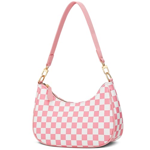 KKXIU Shoulder Bag for Women Cute Hobo Purses and Handbags Retro Clutch Underarm Purse | Cute - color: Pink&white