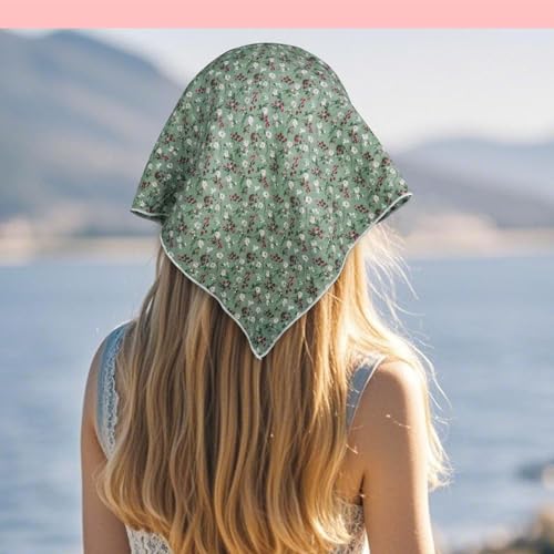 Bandanas for Women Men 21"x21" Floral Headband Scarf Versatile Hair Bandana Square Head Scarf - color: Flowers in Rain