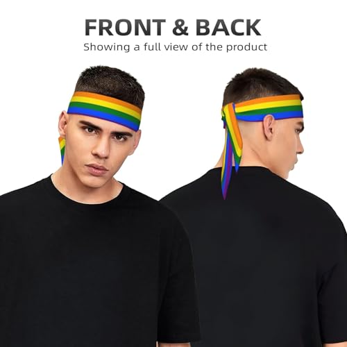 Sports Head Tie Westie Dogs Beach Summer Tropical Tie Sweatband Headband Men Women Elastic Bandana Adjustable Non-Slip Moisture Wicking for Running Football Yoga Workout Athletic Hair Ninja Head Band - color: Gay Pride Flag Rainbow