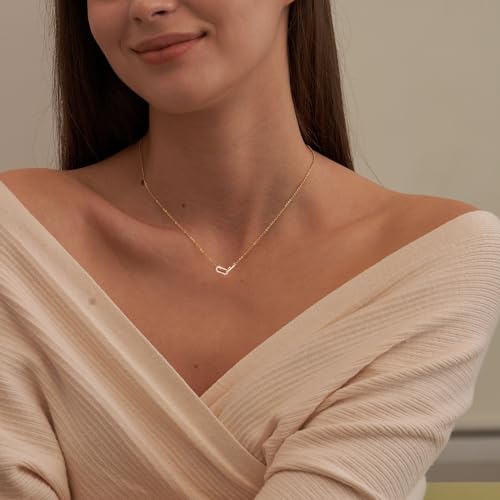 Freekiss Gold Pendant Necklace for Women, Dainty Diamond Necklaces for Women Simple 14K Gold Plated Paperclip Choker Necklaces Cute Minimalist Open Oval Necklaces Gold Jewelry for Women Gifts - color: Gold, style: CZ Paperclip-gold