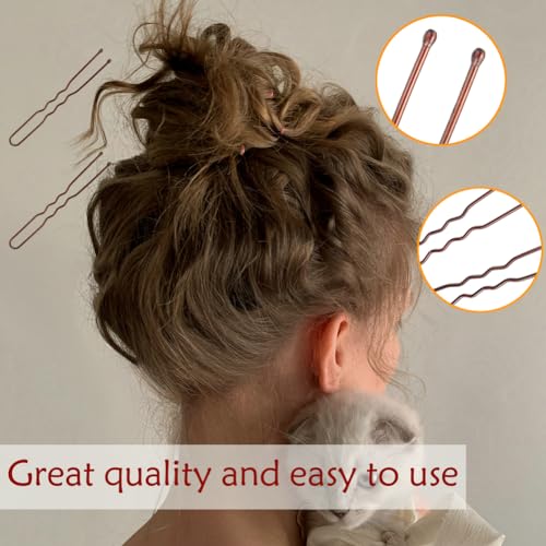 330 Count U Shaped Hair Pins Brown, YINGFENG 2.4inch Brown Bun Pins Bun Hair Pins for Women Girls with Storage Box, Hair Accessories for All Women Hair Types - color: Brown(2.4Inch)