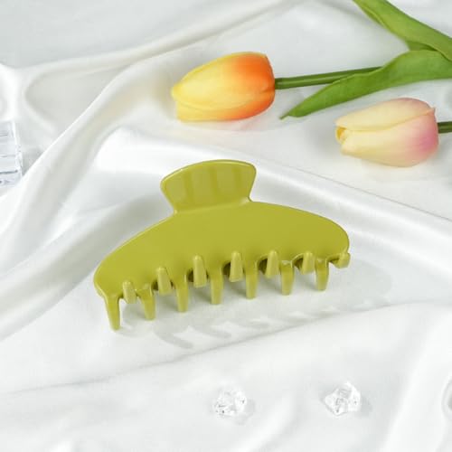 MAORULU Cute Claw Clip for Women – 4.3'' Large Acetate Hair Clips for Thick Thin Curly Long Hair, Durable Hair Clamps Non-slip Jaw Clip, Strong Hold, Stylish French Design (Avocado) - color: Avocado