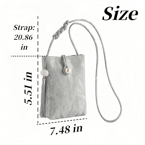 Women Mini Crossbody Bags Small Shoulder Bags CellPhone Purse Tassels Wallet Purse for Women - color: Silver