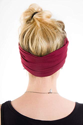 Twist Headband Extra Wide Scrunch Turban (Burgundy) - color: Burgundy