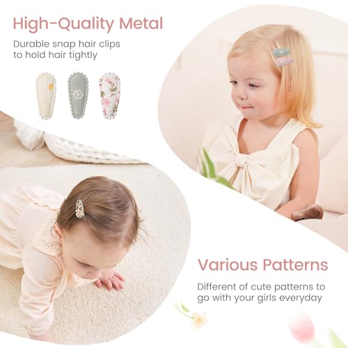 YLEN YHXX 20 PCS Baby Snap Hair Clips Mini Baby Barrettes 1.5 Inches Cute Floral Print Toddler Hair Clips Non Slip Wrapped Girls Hair Clips Hair Accessories for Infants Toddler - color: 20PCS-A