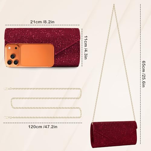 PACETAP Rhinestone Clutch Purses for Women, Sparkly Glitter Evening Bags Handbag Crossbody Bag for 1920s Party Wedding Prom(Red) - color: Rhinestone Red