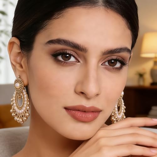Indian Jhumka Earrings for Women Boho Ball Tassel Statement Dangle Earrings Vintage Chandelier Dangle Drop Stud Jewelry Gifts for Wedding Festival Holiday Outfits