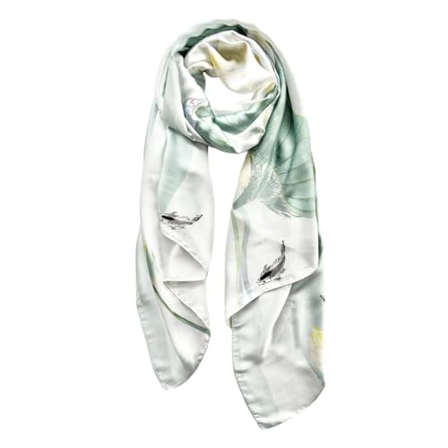 Long Silk Like Scarf Lightweight Satin Scarves Large Sunscreen Shawl Wrap for Women - color: 011.lotus Light Green