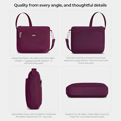 Travelon Anti-Theft Classic Small East/West Crossbody - color: Burgundy