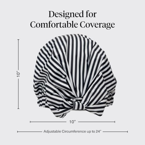 Kitsch Luxury Shower Caps for Women Reusable Waterproof - Large Shower Cap for Women, Non-slip, Quick-dry Hair Cap for Long and Short Hair, Comfortable and Stylish Design - Stripe - color: Stripe
