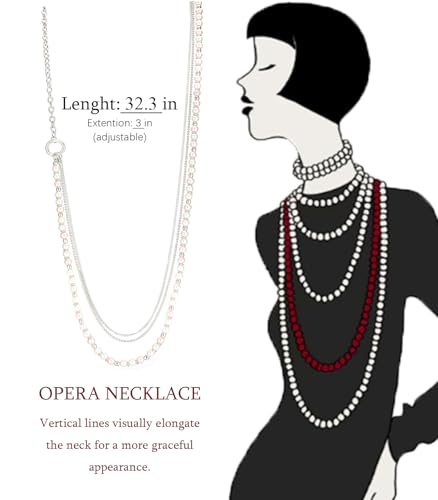 BULINLIN Layered Long Necklaces for Women Long Beaded Chain Necklace CostumeJewelry Mothers Day Gifts for Mom - color: 96-White Pink