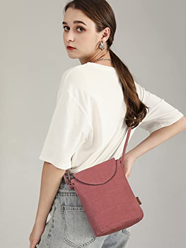 OPQRSTU Women's Retro Small Size Canvas Shoulder Bag Hippie Boho Crossbody Handbag - color: Orange