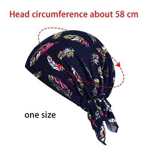4pcs Pre-Tied Chemo Head Scarf Beanie Covers Cap Head Scarves Sleep Turban Hat Women Bandana with Stretch Print Ruffle - color: Multicolor