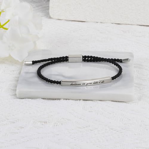 LINY Inspirational Gifts for Women Men, Dont Let The Hard Days Win Gifts, Motivational Inspirational Tube Bracelets Friendship Birthday Meaningful Gift for Friends Female - color: Believe in you like i do Black+Sliver