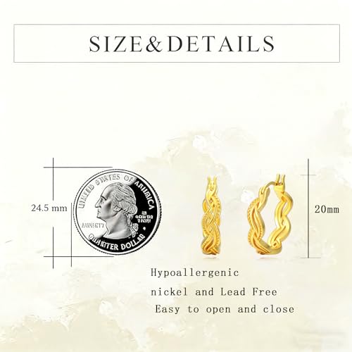 14K Gold Hoop Earrings for Women Hypoallergenic Lightweight Gold Huggie Hoop Earring Jewelry Gift - style: E01-20MM
