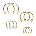 Ruifan 16G Surgical Steel CBR Nose Septum Horseshoe Earring Eyebrow Tongue Lip Nipple Helix Tragus Piercing Ring 6-16mm - color: Gold