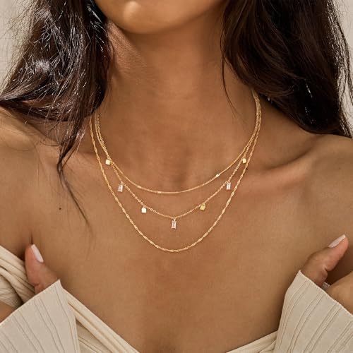 Layered Necklaces For Women,Dainty Gold Plated Necklace Stack Prom Layering Necklaces For Women Trendy Chain Cross Choker Necklace Set Fashion Accessories - color: 3set-2