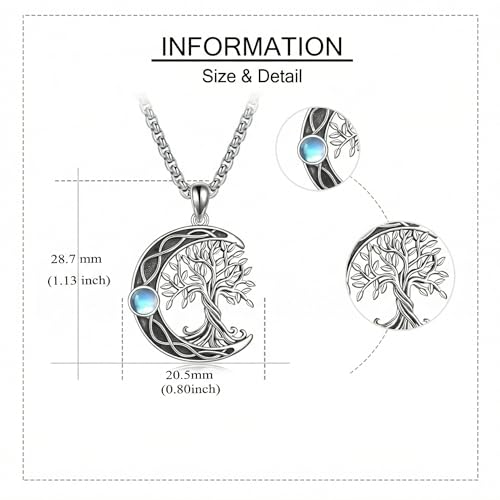 ONEFINITY Tree of Life Necklace 925 Sterling Silver Abalone Shell Celtic Knot Pendant Necklace for Women Jewelry - style: Moonstone Tree