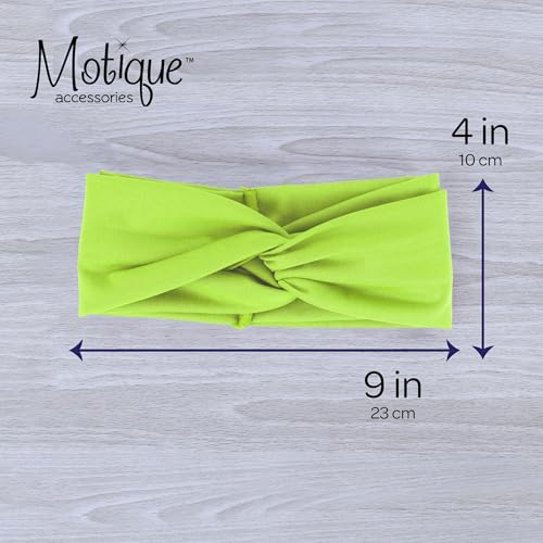 Motique Accessories Solid Twist Turband Headwrap Hair Band for Women (Lime Green) - color: Lime Green