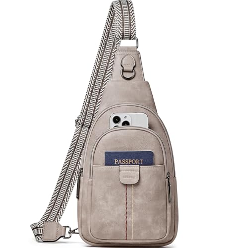 cakang Womens Sling Bag Crossbody Bags for Women Vegan Leather Sling Backpack Daypack Fanny Pack Crossbody Purse Travel - color: 4-grey