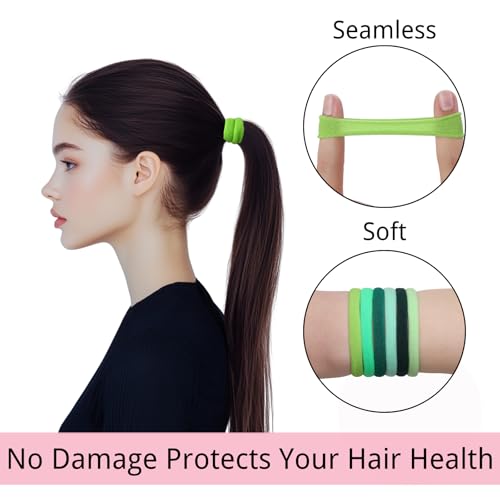 LuSeren 120PCS Colorful Hair Ties for Women – Soft Seamless Nylon Ponytail Holders, No Damage Fabric Hair Elastics for Thick Hair & Daily Matching - color: Colorful
