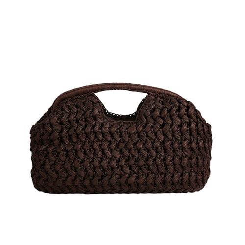 Women's handmade woven handbag beach vacation handbag straw crossbody bag - color: Brown
