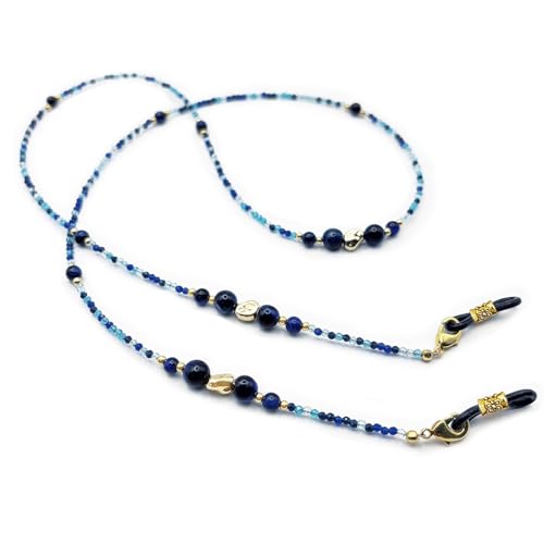 Damanse Beaded Glasses Chain,Eyeglass & Sunglass Strap For Women Stylish - color: Blue Tiger's Eye Design