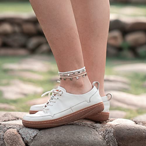 FANCY SHINY String Ankle Bracelets Waterproof Rope Anklets Braided Beach Boho Coin Anklets Cute Friendship Foot Jewelry for Women - style: White
