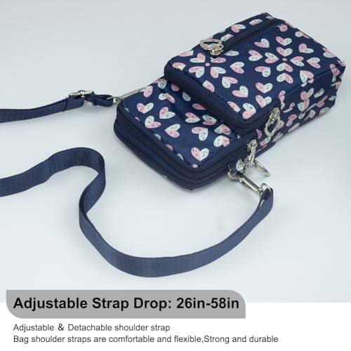 JANKS Small Crossbody Bag for Women - Mini Phone Purses with Crossbody Strap and Wallet - Nylon Arm Bag - color: C-burst With Joy