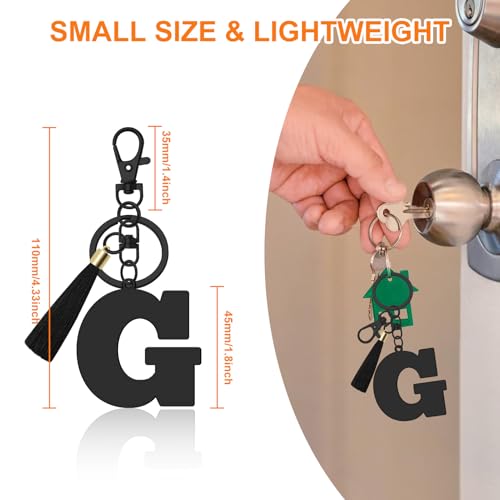 Oubaka Initial Monogram A-Z Keychain for Women, Cute Initial Letter Keychain with Tassel for Handbag Car Key Bag Keyring - color: Black-g