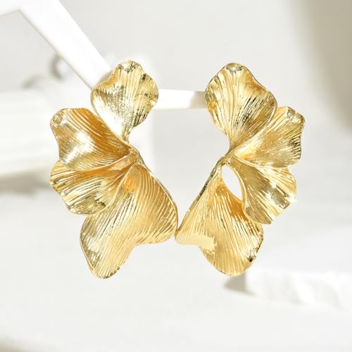 Chunky Earrings Big Statement Earrings for Women Trendy Large Floral Ginkgo Leaf Flower Earring Irregular Long Drop Dangle Earrings Chunky Jewelry - style: 1 - G