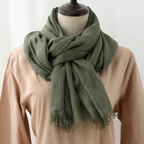 Harewom Lightweight Gauze Linen Feeling Shawl Wraps for Women Beach Summer Scarf for Evening Wedding Dresses - color: Shawl Wraps - Army Green