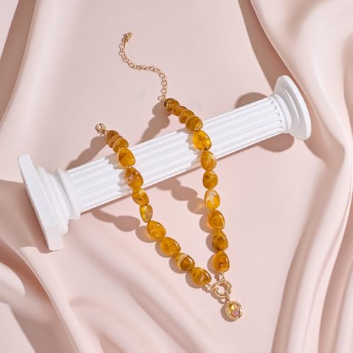 Multicolor Irregular Beaded Necklace for Women Chunky Resin Oval Bead Choker with Cubic Zirconia Pendant Summer Beach Mothers Day Gifts - color: XL23350D