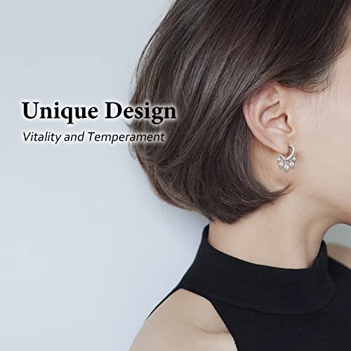 Huggie Earrings for Women 14K Gold Plated Earrings Dainty Statement Sterling Silver Cute Dangle Earring Hypoallergenic Huggie Hoop Earrings for Wome Trendy Prom Party Jewelry Gift - color: 1-silver