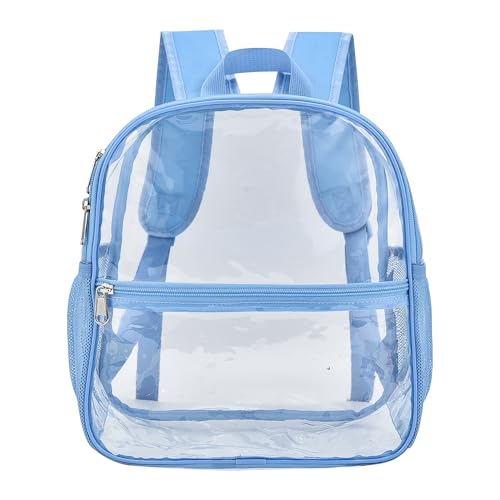 Oraben Clear Backpack, Stadium Approved 12 x 6 x 11, Small Clear Backpack for Concerts & Stadium Events, Fast Security Check, Waterproof PVC, Adjustable Straps, Women Men - color: Sky Blue, style: Enhanced Strap