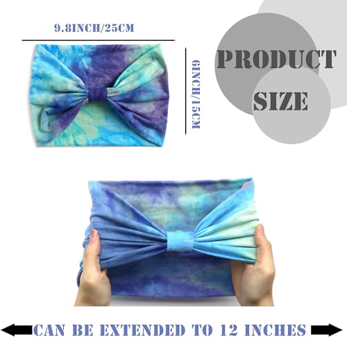 FULZTEY Boho Headbands for Women Wide Head Bands Kontted Trendy Tie Dye Headband Soft Thick Bandanas Elastic Workout Yoga Hairbands Fashion Hair Accessories for Women 4 pcs - color: Style 2