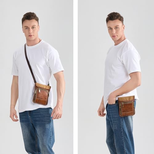 LANNSYNE Full Grain Leather Travel Wallet, Leather Cell Phone Belt Bag, Waist Pack Pouch, Neck Wallet Travel Pouch and Passport Holder for Men and Women Keep Valuables Safe - color: Yellow